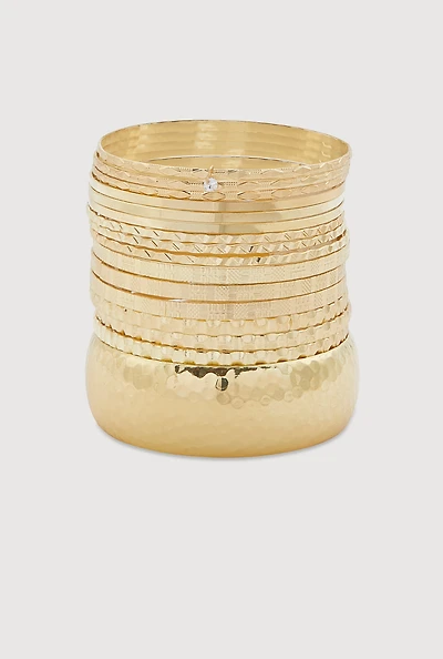 Plus Size Assorted Textured Bangles Set of 16