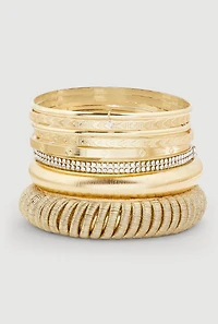 Plus Size Cubic Zirconia Assorted Metallic Bangles Set