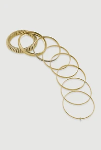 Womens Plus Size Cubic Zirconia Assorted Metallic Bangles Set, Gold