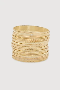 Womens Plus Size Metallic Bangles Set of 24, Gold