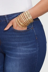 Womens Plus Size Metallic Bangles Set of 24, Gold