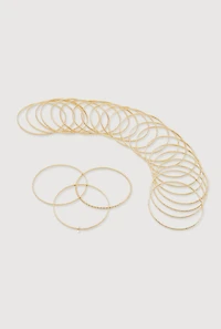 Womens Plus Size Metallic Bangles Set of 24, Gold