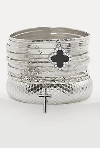 Assorted Metallic Charm Bangles Set of