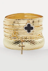 Assorted Metallic Charm Bangles Set of