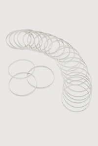 Womens Plus Size Metallic Textured Bangles Set of 24, Silver