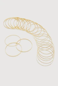 Womens Plus Size Metallic Textured Bangles Set of 24, Gold