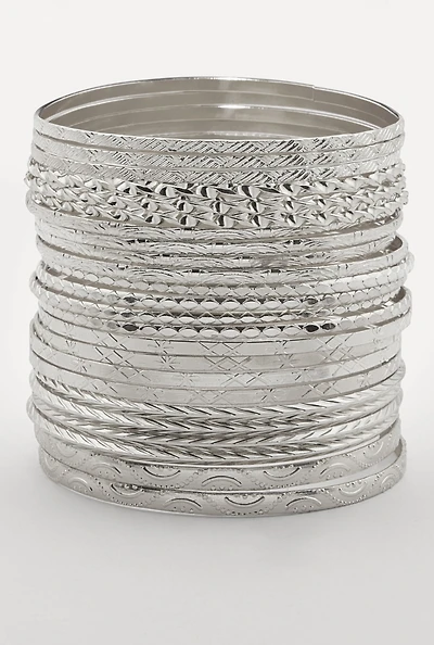 Plus Size Assorted Textured Metallic Bangles Set of