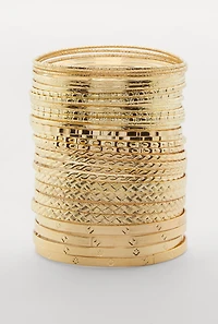 Plus Size Textured Metallic Bangles Set of