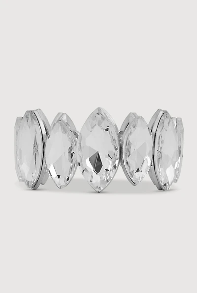 Womens Rhinestone Stretch Bracelet, Silver