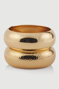 Hammered Detail Metallic Bangle Bracelets Set of 2