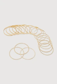 Womens Textured Metallic Bangles Set of 18, Gold