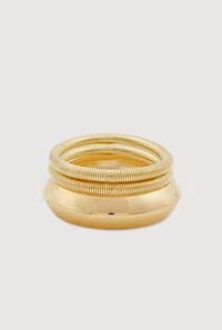 Womens Assorted Metallic Bangles Set of 3, Gold