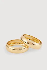 Womens Plus Size Hammered Detail Metallic Bangle Bracelets Set of 2, Gold