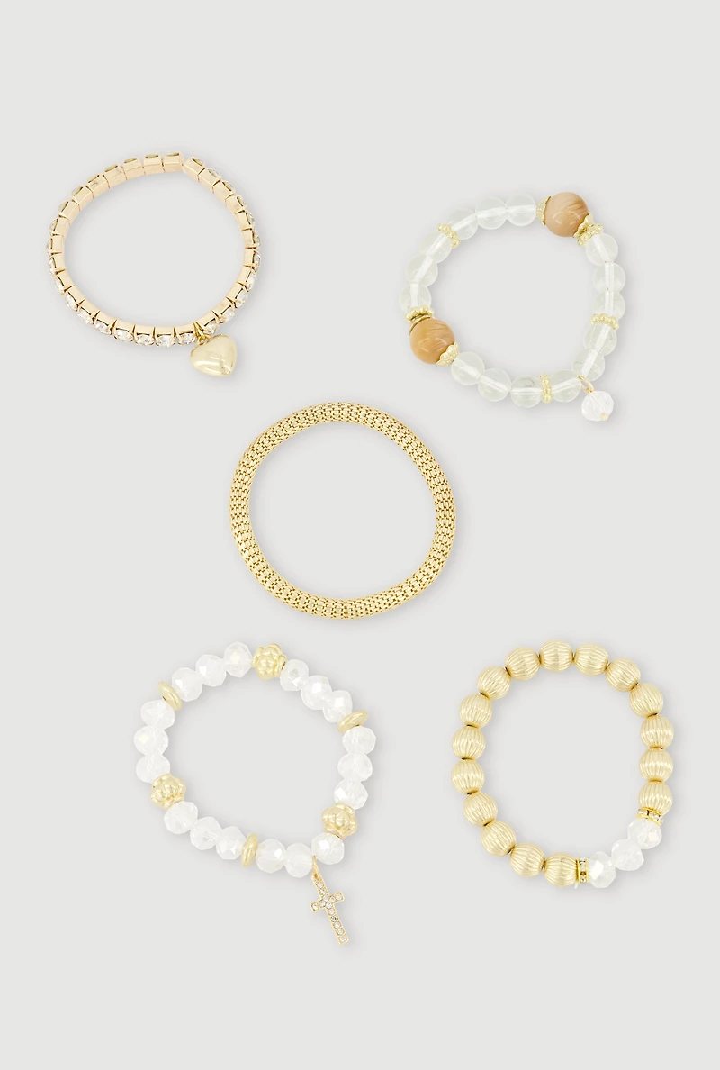 Assorted Beaded Stretch Bracelets Set of 5