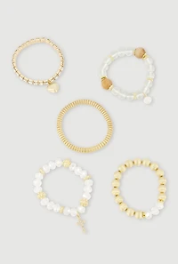 Assorted Beaded Stretch Bracelets Set of 5