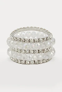 Rhinestone Beaded Stretch Bracelets Set of 5