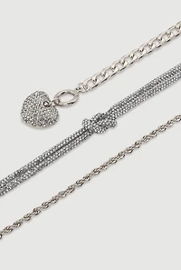 Cubic Zirconia Chain Charm Bracelets Set of 3