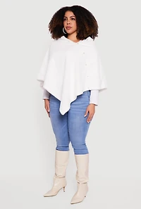 Faux Pearl Detail Faux Fur Poncho