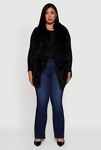 Womens Faux Fur Lined Reversible Shaggy Vest, Black