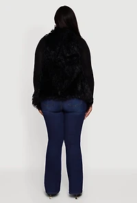 Womens Faux Fur Lined Reversible Shaggy Vest, Black
