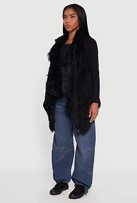 Womens Faux Fur Lined Reversible Shaggy Vest, Black