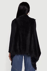 Womens Faux Fur Lined Reversible Shaggy Vest, Black