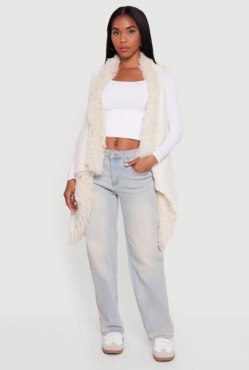 Faux Fur Lined Reversible Shaggy Vest