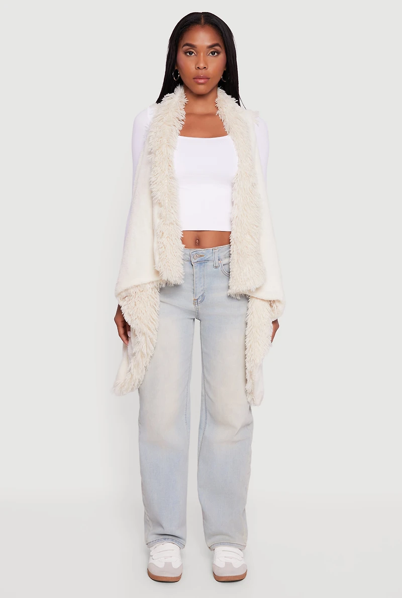 Faux Fur Lined Reversible Shaggy Vest