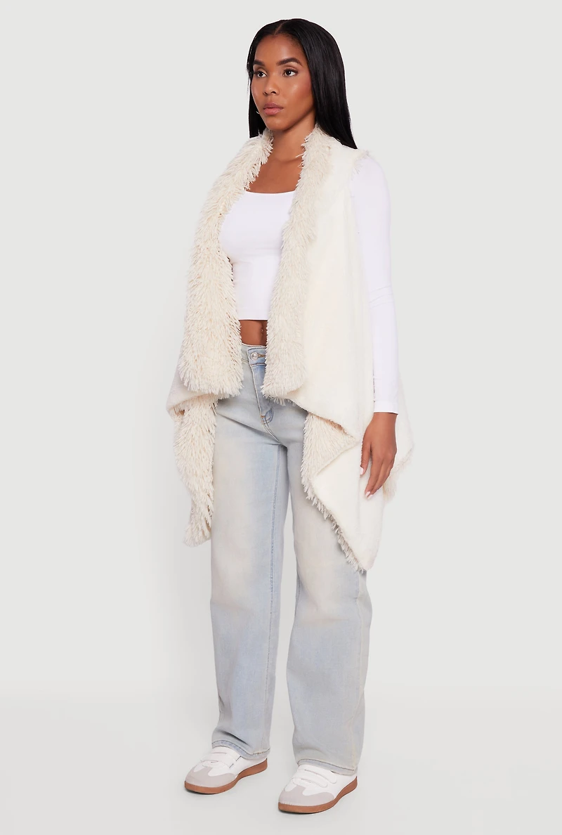 Faux Fur Lined Reversible Shaggy Vest