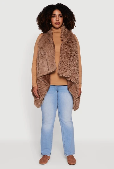 Faux Fur Lined Reversible Shaggy Vest