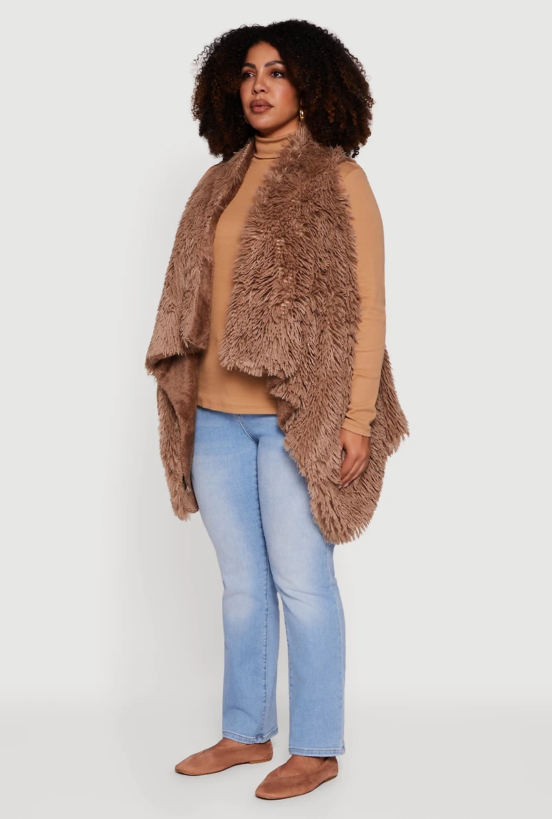 Faux Fur Lined Reversible Shaggy Vest