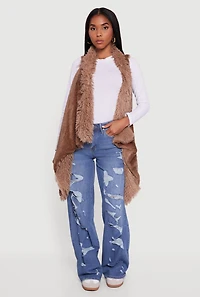 Faux Fur Lined Reversible Shaggy Vest