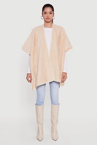 Faux Fur Open Front Poncho