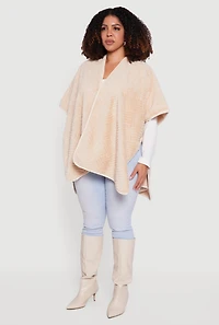Faux Fur Open Front Poncho