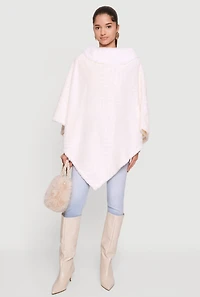 Chevron Embossed Faux Fur Poncho