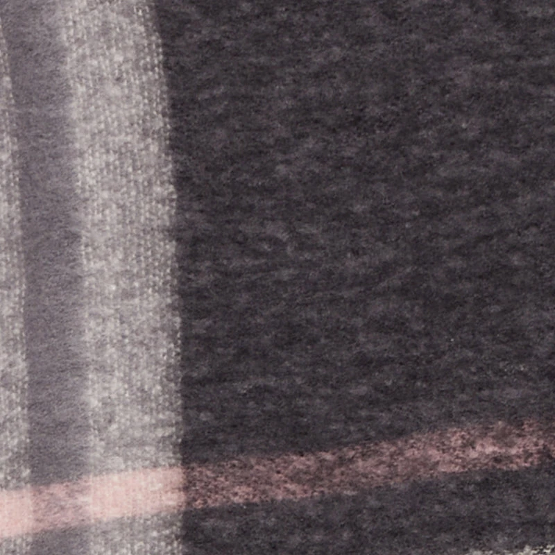 Marled Plaid Pattern Boucle Fringe Poncho