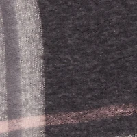 Marled Plaid Pattern Boucle Fringe Poncho