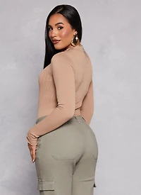 Womens Seamless Mock Neck Long Sleeve Bodysuit, S