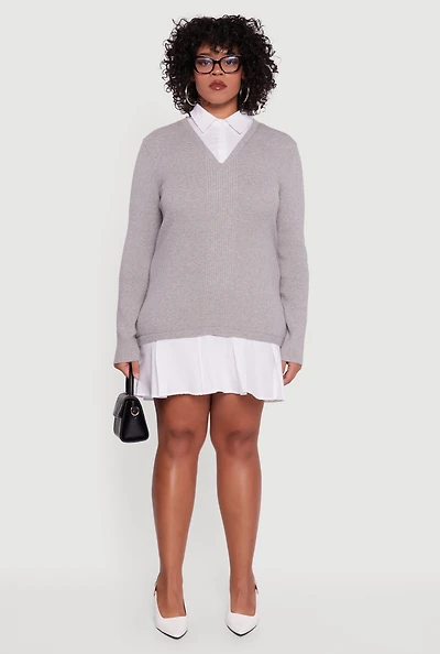 Plus Layered Look Sweater Dress