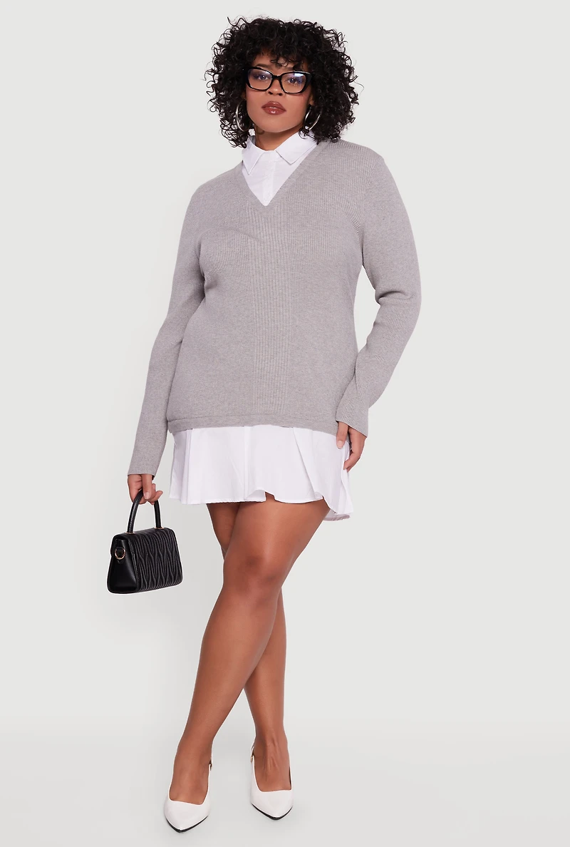 Plus Layered Look Sweater Dress