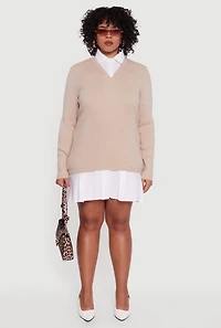 Plus Layered Look Sweater Dress
