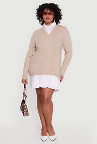 Plus Layered Look Sweater Dress