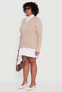 Plus Layered Look Sweater Dress