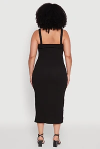 Womens Plus Textured Knit Side Slit Midi Dress,