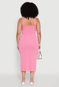 Womens Plus Textured Knit Side Slit Midi Dress,