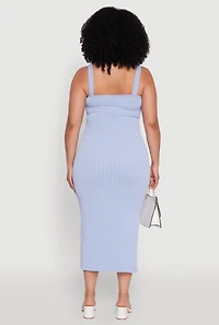 Womens Plus Textured Knit Side Slit Midi Dress, 2X