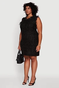 Womens Plus Size Sleeveless Notch Neck Sweater Dress, Black, Size 3X
