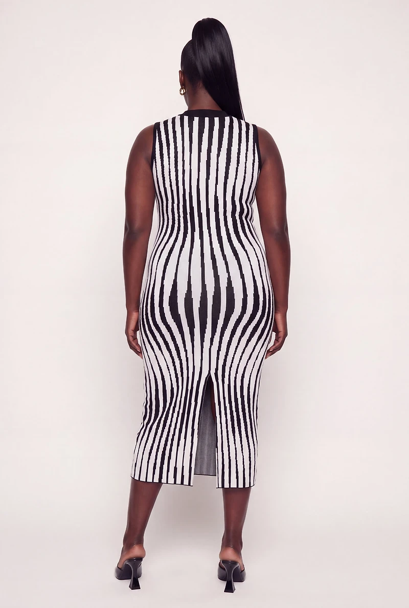 Plus Printed Pattern Mock Neck Sweater Dress