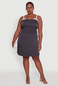 Womens Plus Lace Detail Sleeveless Sheath Dress, Multi,