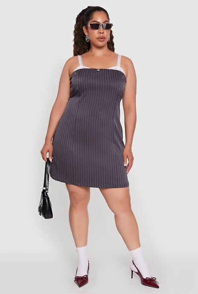 Womens Plus Size Lace Detail Sleeveless Sheath Dress, Multi, Size 1X